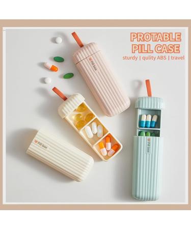 Travel Pill Organizer - Portable Pill Box with Hanging Rope Pull-Out Compartments for Vitamins Supplements & Medication (Pink - Buy Online on GoSupps.com