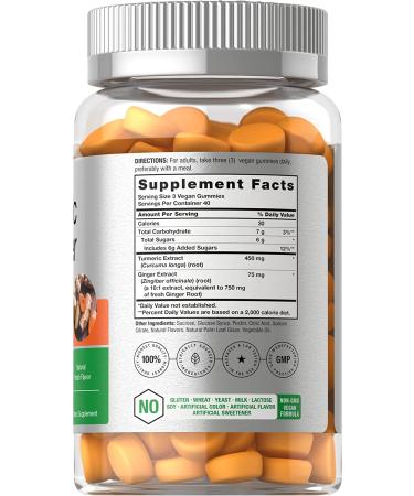 Horbaach Turmeric Ginger Gummies 120ct | Peach Flavor | Vegan Non-GMO Gluten-Free Supplement - Buy Online on GoSupps.com