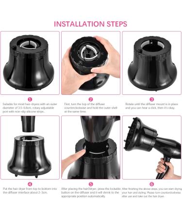 FaHaner Universal Hair Diffuser for Blow Dryer | Professional D-1.38 inch to 2.68 inch Diffuser for Curly, Straight, Wavy Hair | Includes Free Scalp Massage Comb - Buy Online on GoSupps.com