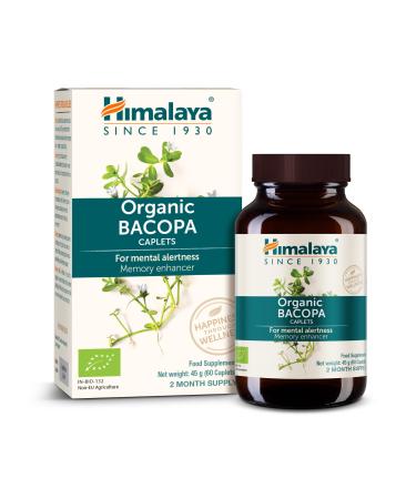 Himalaya Organic Bacopa (Brahmi) Monnieri Nootropique base de plantes vigilance mentale la m moire la cognition 750 mg 60 caplets base de plantes approvisionnement de 60 jours