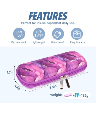 YOUSHARES Insulin Cooler Travel Case - Diabetic Portable Cooling Organizer - Medication Insulation Epi Pen Carrying Bag - Marble Purple - Buy Online on GoSupps.com