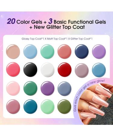 ROSALIND 24PCS Gel Nail Polish Set - Base Glossy & Matte Top Coats | Beginner DIY Nail Kit for All Seasons | 20 Colors - Perfect for Home Manicure - Buy Online on GoSupps.com
