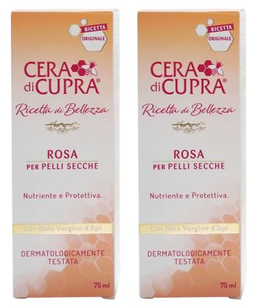 Cera di Cupra "Rosa per Pelli Secche" Cream for Dry Skin Anti-age Formula - 2.5 Fluid Ounces (75ml) Tubes (Pack of 2) Italian Import