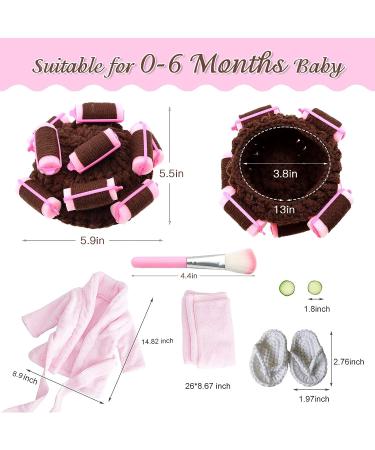 SPOKKI Newborn Photography Props 7 PCS Newborn Girl Photoshoot Outfits Babies Robe Props with Bath Towel Slippers Cucumber Curler Hat Makeup Brush for Infant Boys Girls UB027-A - Buy Online on GoSupps.com