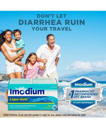 Imodium Liqui-Gels - Fast Relief of Diarrhea - Loperamide Hydrochloride - Antidiarrheal - 60 Liquid Capsules 2mg 60 Count (Pack of 1) Liquid Gels Capsules - Buy Online on GoSupps.com