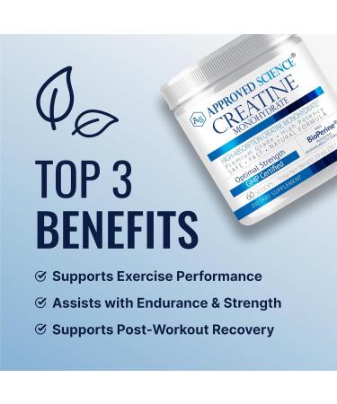 Approved Science Creatine Monohydrate Powder with BioPerine - Supports Lean Muscle Growth and Recovery - 60 Servings - 5g Per Serving - Unflavored - Non-GMO, Vegan 10.6 Ounce (Pack of 1) - Buy Online on GoSupps.com