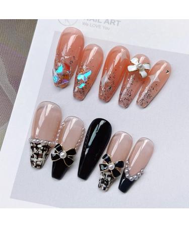 FEIlei 10Pcs 3D Bow Nail Charms Pearl Bowknot Nail Art Decorations Metal Nail Studs - Buy Online on GoSupps.com