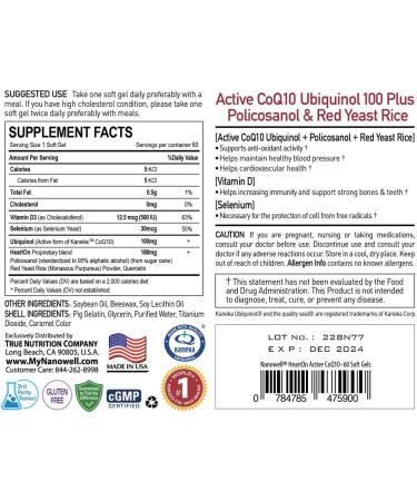 HeartOn Active CoQ10 Kaneka Ubiquinol | 120 Softgels Heart Health Supplement | 4-Month Supply - Buy Online on GoSupps.com