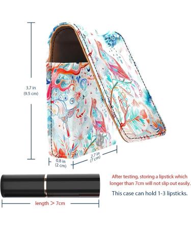 Travel Lipstick Organizer Case - Portable Makeup Bag with Mirror | Deer Bird Plant Flower Design - Buy Online on GoSupps.com