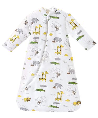 Chilsuessy Baby Winter Sleeping Bag with Detachable Long Sleeves 3.5 Tog Organic Cotton Sleeping Bag for Kids Sleeping Sack for Infant Toddler Giraffe Park 6-18 Months - Buy Online on GoSupps.com