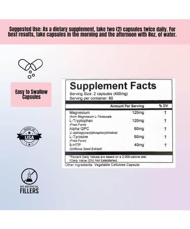 Buy Brain Enhancement Supplement - Magnesium L-Threonate L-Tryptophan & More - 120 Vegetarian Capsules for Optimal Cognitive Support - Ship Internationally - Buy Online on GoSupps.com