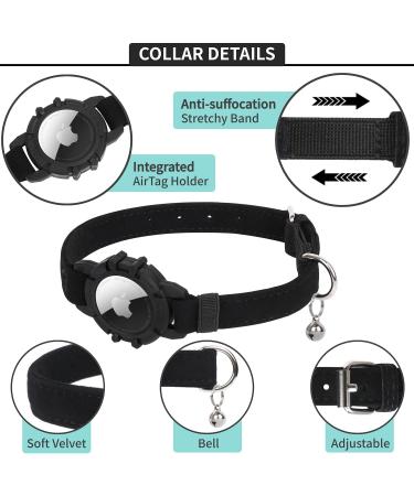 FEEYAR AirTag Cat Collar - GPS Tracker & Bell - Lightweight & Soft - 7-9.5 Inch Black - for Girl Boy Cats, Kittens & Puppies - Buy Online on GoSupps.com