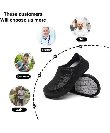 Croc Nonslip Chef Shoes for Men - Water Proof Work Shoes for Kitchen & Garden - Comfortable Nursing Clogs for Indoor & Outdoor Use - Black, Size 7.5 - Buy Online on GoSupps.com