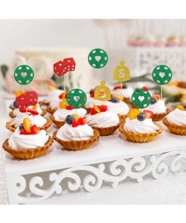 INNORU Gambling Chips Dollar Cupcake Toppers Money Casino Night Las Vegas Casino Theme Birthday Dollar Bill Poker Game Party Decorations Supplies Pack of 24 Glitter - Buy Online on GoSupps.com