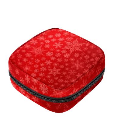 Women bands storage bag menstrual cup pocket girl travel big capacity make-up women bandage organizer Christmas snowflakes in red