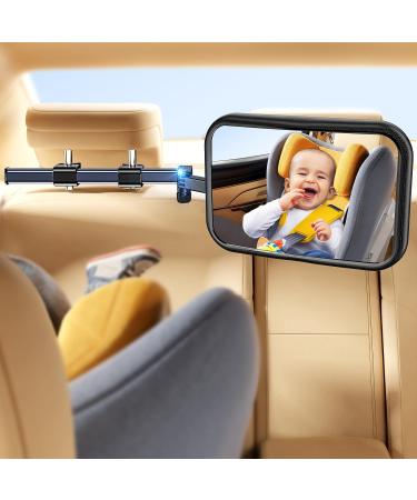 AUVStar New upgrade mirror car baby back seat rearview mirror baby car with metal clip 360 rotatable break -proof baby car mirror for baby large vision rear seat mirror baby