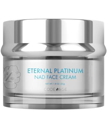 Eternal Platinum NAD Face Cream Resveratrol Collagen Niacinamide Hyaluronic Acid Vitamin C & E Aloe Vera Shea Butter Skin Care Wrinkles Moisturizer Firming Tightening Neck Facial Cream 1.8 Oz