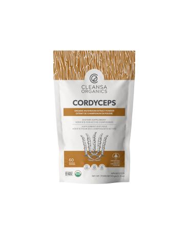 Cleansa Organics Cordyceps - Energy Stamina Endurance & Exercise Performance - (60 grams) - Perfect for Coffee Smoothies and Tea - Made with USDA Organic Mushrooms