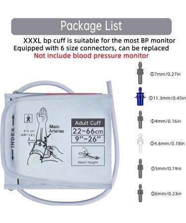 Buy XXXL Blood Pressure Cuff (9 -26 /22-66CM) - Compatible with Omron BP Monitor - Extra Large Replacement Cuff for Big Arms - 6 Connectors Included - Buy Online on GoSupps.com