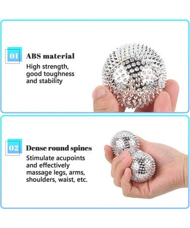 Neerix 2 Couples Hedgehog Massage Set | 10pc Acupressure Ring & Fitness Nop Ball for Foot Hand & Back Muscle Relief - Magnetic Acupressure Balls (Silver) - Buy Online on GoSupps.com