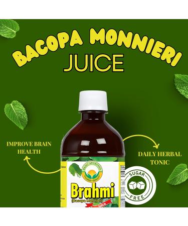 BASIC AYURVEDA Bacopa Monnieri Juice (Brahmi) 16.23 Fl Oz (480ml) | First Press Virgin Juice | Natural Brain & Memory Support | Herbal Tonic for Focus, Clarity & Wellness | No Sugar, Non-GMO - Buy Online on GoSupps.com