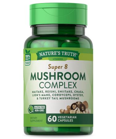 Nature's Truth Mushroom Supplement Capsules | 60 Count | Full Spectrum | Non-GMO Gluten Free | Complex of Super 8 Mushrooms - Buy Online on GoSupps.com