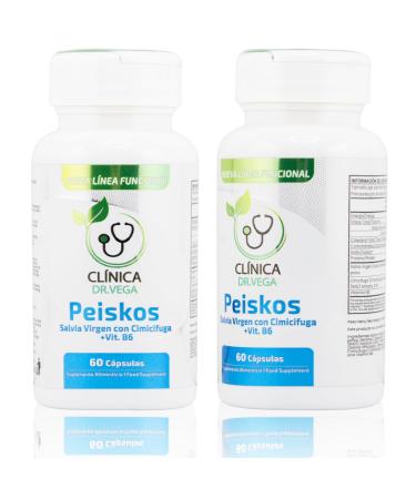 CLINICA DR. Vega | Peiskos | Sage Leaf + Black Cohosh Extract with Vitamin B6 | Supports Hormonal Balance Menstrual Comfort & Menopausal Wellness | 60 Capsules | Gluten-Free Allergen-Free (500 mg)