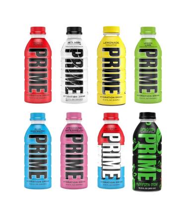 8 of the Best Flavours Prime Hydration Glowberry Lemonade Strawberry Watermelon Meta Moon Ice Pop Tropical Punch Blue Raspberry & Lemon Lime (16.9Oz Each - 8 Pack - 8 Flavours)