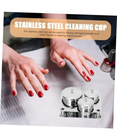 MAGICLULU 1 Set Nail Art Storage Jar Nail Art Equipment Cup Dappen Dish Nail Salon Supply Nail Art Tool Nail Art Liquid Cup Skin Nail Liquid Cup Mini Dish Stainless Steel Nail Polish Mix 13x11cm Silver - Buy Online on GoSupps.com