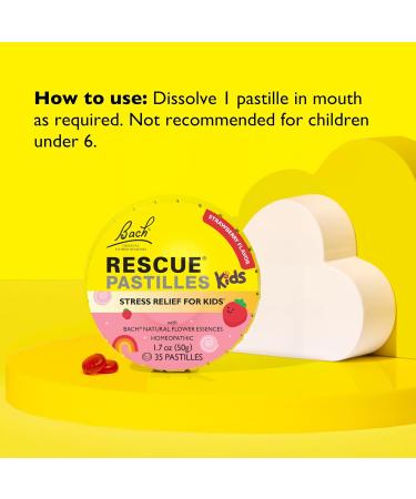 RESCUE Kids Pastilles Natural Strawberry Flavor Stress Relief for Children Calming Aid Homeopathic Flower Essences - Buy Online on GoSupps.com