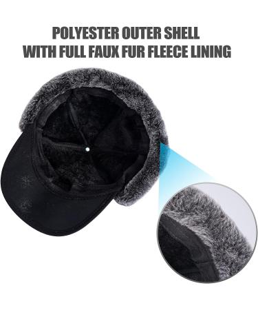 Men's Thermal Trapper Hat with Faux Fur Lining and Removable Mask - Black - Buy Online on GoSupps.com