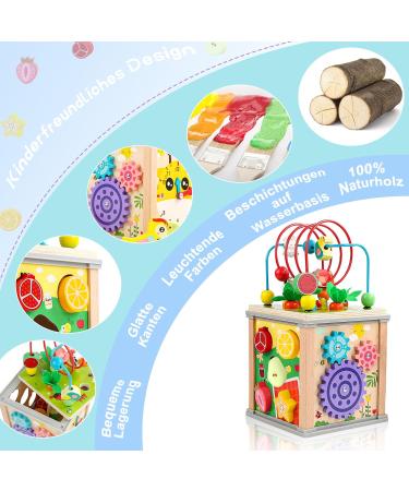 7-in-1 Wooden Montessori Motor Cube - Activity Center for Babies 1 Year & Up | Best Educational Wooden Toys for Kids - Buy Online on GoSupps.com