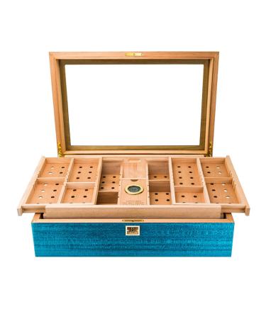 Cigar Box with Thermometer and Humidifier Layered Storage/Sea Capacity Transparent Cedar Cigar Humidor Holds Approximately 300 Cigars