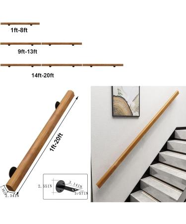 Wall Mount Wooden Handrails for Indoor Stairs 1Ft-20Ft Safety Non-Slip Stair Railing Professional Pine Stair Hand Rail Support Rod Complete Kit with Metal Handrail Brackets/7Ft - Buy Online on GoSupps.com