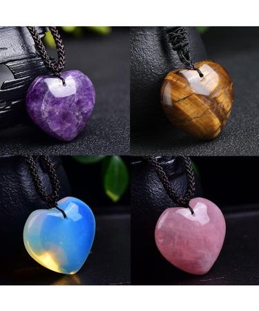 1Pc Natural Gemstone Love Heart Pendant Crystals Reiki Rock for DIY Charm Crystal Jewelry Making Full of Texture (Color : White Crystal) - Buy Online on GoSupps.com