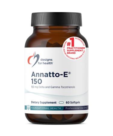 Designs for Health Annatto-E 150mg Tocotrienols - DeltaGold Vitamin E Complex Supplement with Delta + Gamma Tocotrienols - Cardiovascular Healthy Aging + Antioxidant Support - Non-GMO (60 Softgels) 60 Count (Pack of 1)