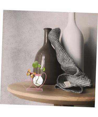 Zerodeko Wrought Iron Hydroponic Flower Pot Plein Air Frames Freesia Greenery Wall Vases for Flowers Green Plant Pot Cactus Plant Terrarium Glass Desktop Office Decorations Pink Pink 20.5X8CM - Buy Online on GoSupps.com