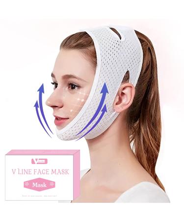 V Line Lifting Mask  Face Slimming Strap  Jawline Shaper Double Chin Reducer Shaped Belt  Reusable Anti-Wrinkle Cheek Lift up Slim Thin Masks Belt Band Strap (White)