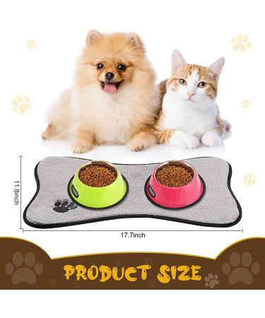 Bone Shape Dog Mat Set - Non-Slip Microfiber Pet Feeding Mats for Bowls - Water Absorbent & Embroidered - 2 Colors Available - Buy Online on GoSupps.com