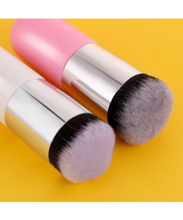 2-Piece Chubby Kabuki Makeup Brush Set for Liquid, Cream, and Powder Cosmetics - White/Rose Gold and Pink/Silver - Buy Online on GoSupps.com