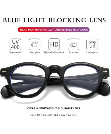 PORADAY Blue Light Blocking Glasses | Vintage Thick Round Frame for Men & Women | Black Eyewear for Computer Use - Buy Online on GoSupps.com