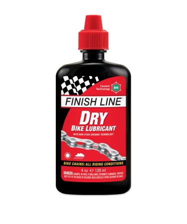Finish Line DRY Teflon Bicycle Chain Lube, 4-Ounce Drip Squeeze Bottle 4 oz Squeeze Bottle Lubricant