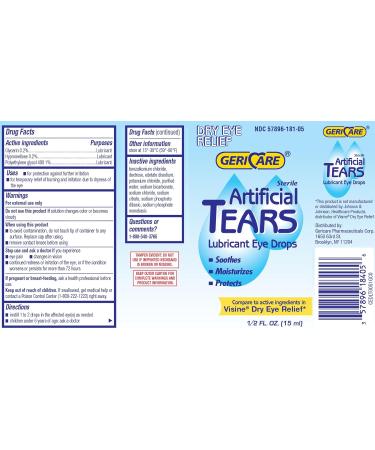 GeriCare Artificial Lubricating Tears - Long Lasting Dry Eyes Relief Drops 0.5 fl oz (15ml) - Ship Internationally - Buy Online on GoSupps.com