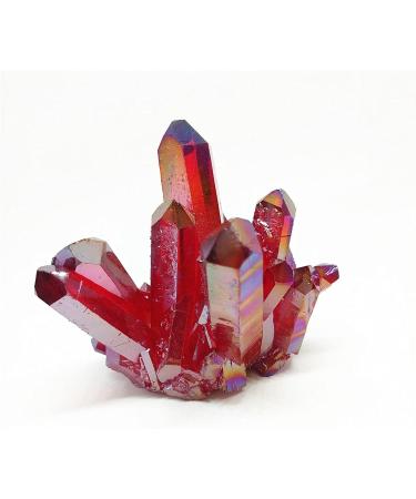 145g Natural red Quartz Cluster Beautiful red Aura Angel Crystal Cluster Reiki Titanium Coating Cluster yuebang Reiki Crystal Stone - Buy Online on GoSupps.com
