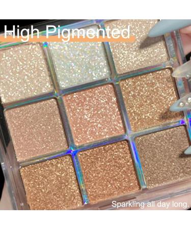 9-Color Glitter Eyeshadow Palette for Women - Shimmer Eye Makeup in Gold, White & Pink - Highly Pigmented Eyeshadow Palette for Girls - Glitter Eye Makeup (#01) - Buy Online on GoSupps.com