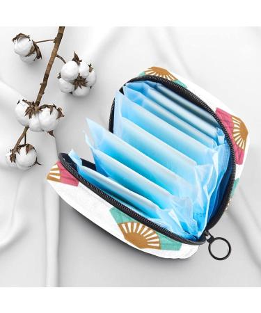Menstruation Pad Bag with Zipper | Womens Napkin & Tampon Bag - Stylish Spanish Fan Pattern in Blue Red Pink & Yellow - Buy Online on GoSupps.com