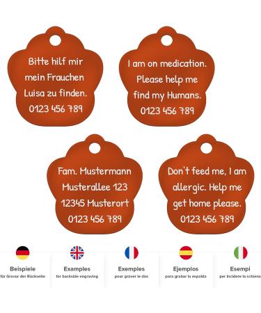 Buy Engraved ENGRAVO Dog Tag Paw - Custom Personalization in Orange | Small 26mm International Shipping - Buy Online on GoSupps.com