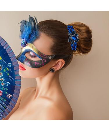 Vintage Blue Flower Jewelry Design Hairpin Rhinestone Flower Hair Clips Hair Barrette for Women and Girls French Style Hairclips Hair Accessories - Buy Online on GoSupps.com