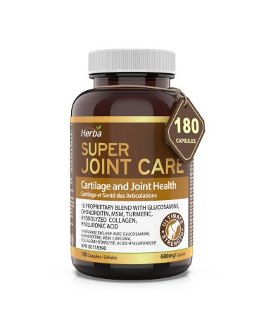 Herba Joint Pain Relief Supplement with Glucosamine Chondroitin MSM Capsules 180 Count | Move Free with 10-in-1 Formula Including Boswellia Collagen Bromelain Hyaluronic Acid | Helps Ease Joint Pain and Osteoporosis of the Knee | Joint Care