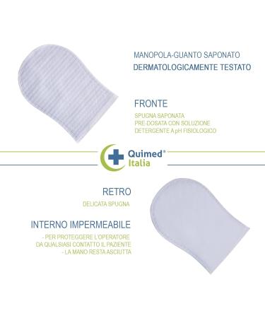 Quimed Italia Disposable Washcloths - pH Neutral Soap & Sterile Washing Gloves - 60 Pack for Adults - Buy Online on GoSupps.com